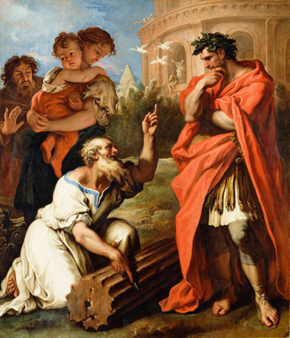 Tarquin l'Ancien demandant conseil à Attius Navius Sebastiano Ricci
